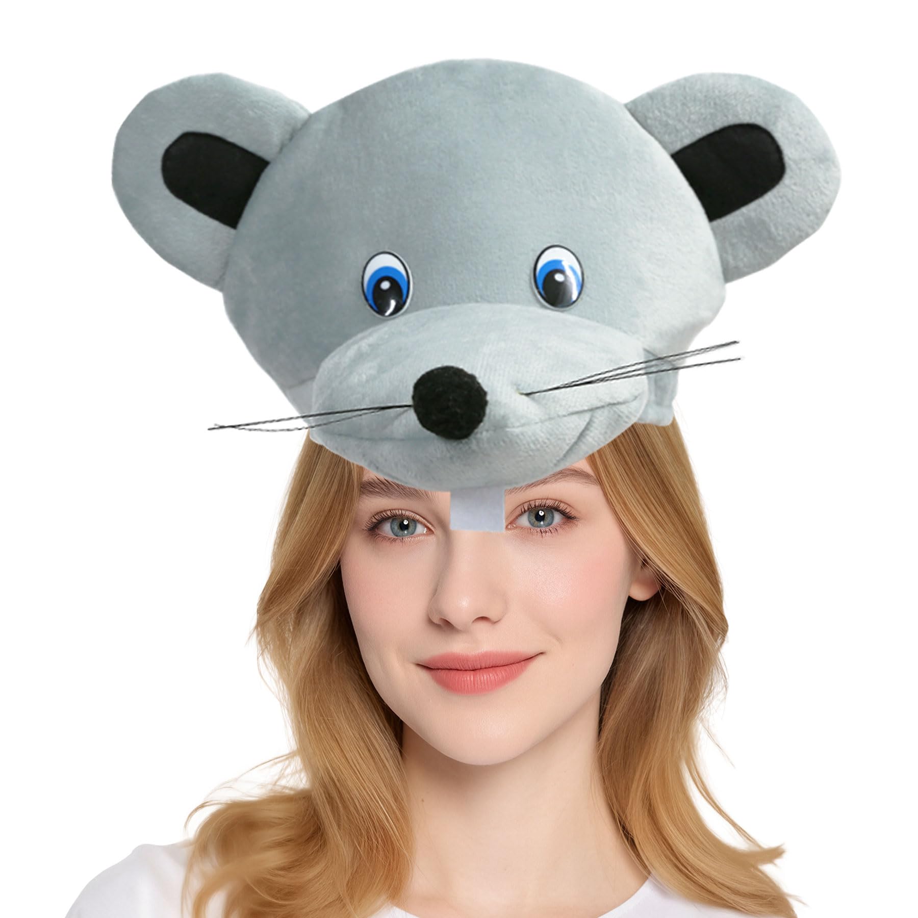 Hooin Mouse Hat - Cute Rodent Animal Costume Hat with Ears and Whiskers, Funny Fancy Dress Headwear for Parties