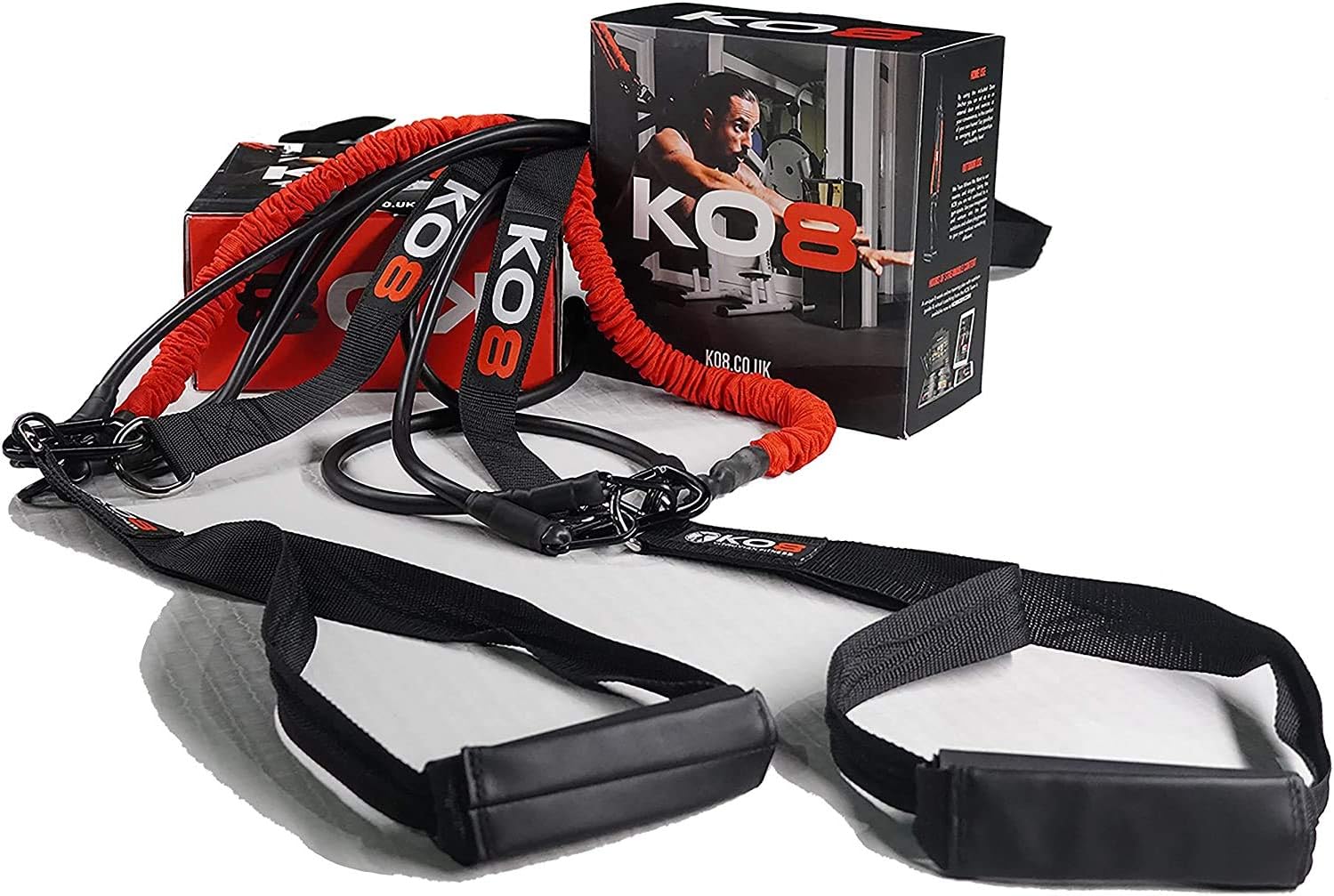 Functional Training System - 3-in-1: Suspension, Resistance, Athlete Modes - Black/Grey Steel/Aluminum Frame with Rubber Resistance Bands