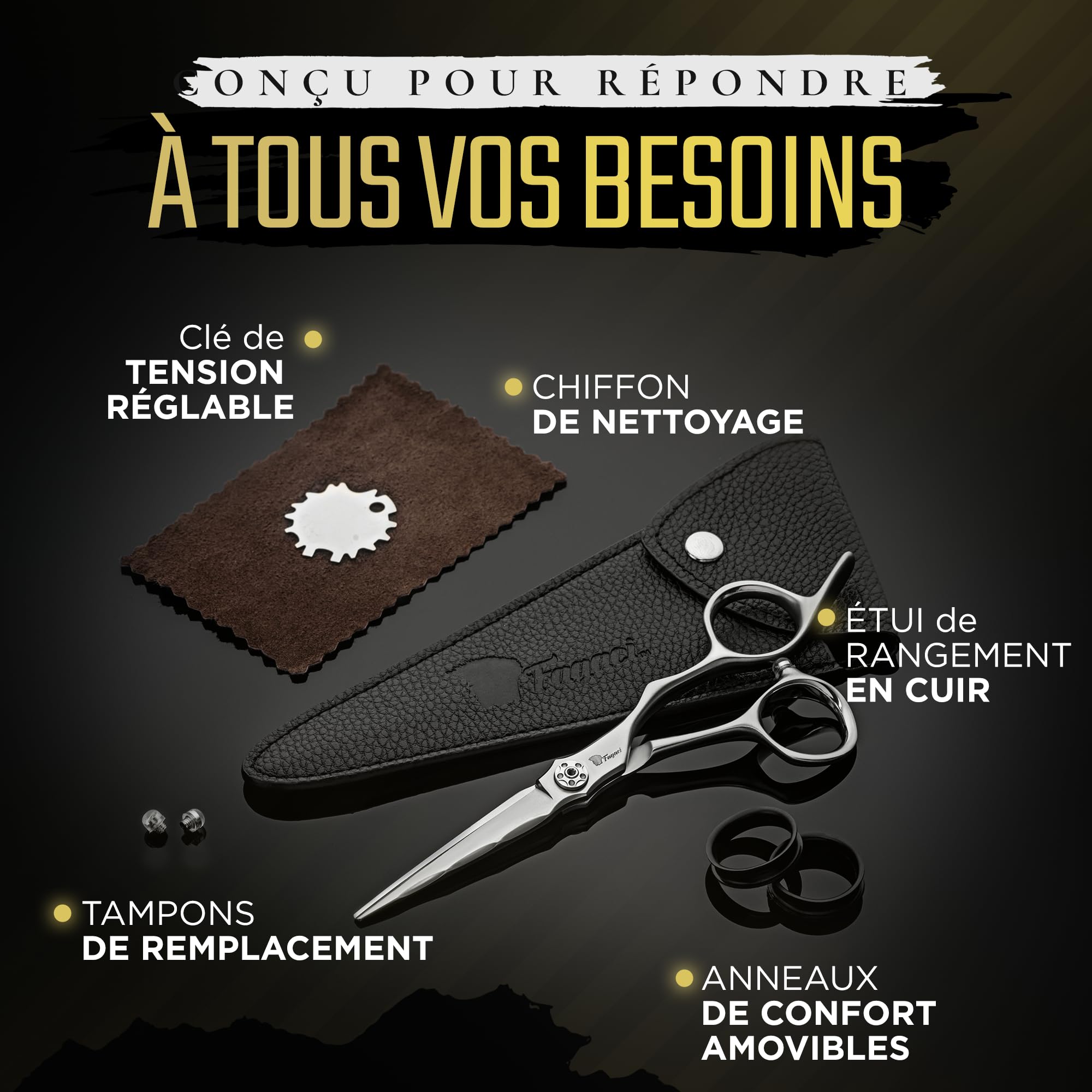 Fagaci Ciseaux Coiffure Gaucher 6 Pouces Acier Japonais