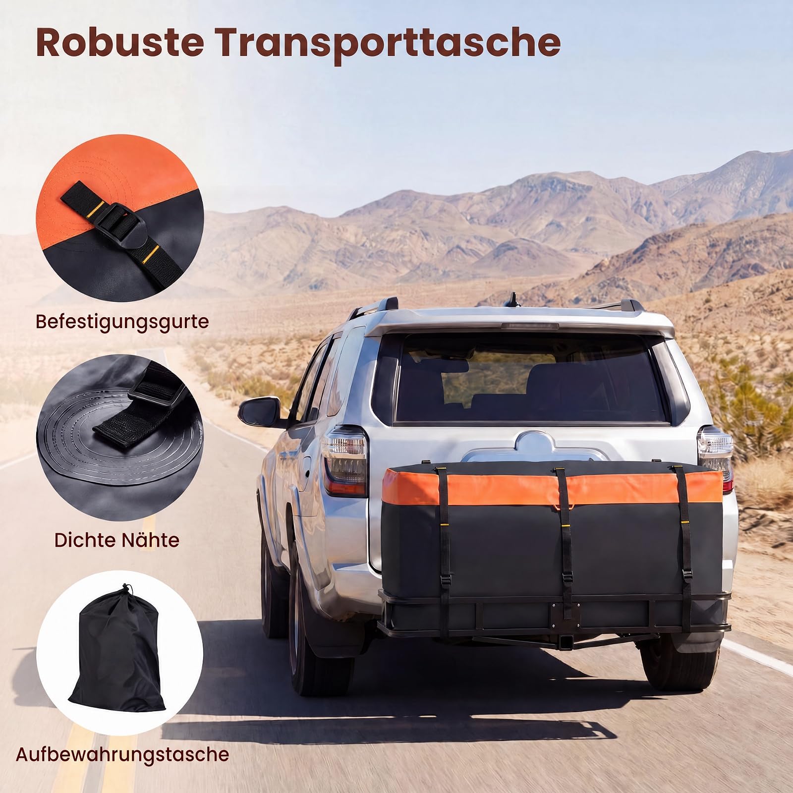 SOARS Borsa da Carico, Organizer Bagagliaio Auto in PVC Impermeabile con Cinghie Rinforzate e Sacca Portaoggetti, Borsa da Trasporto Pieghevole per Viaggio e Campeggio (455L| 146 x 61 x 51 cm)