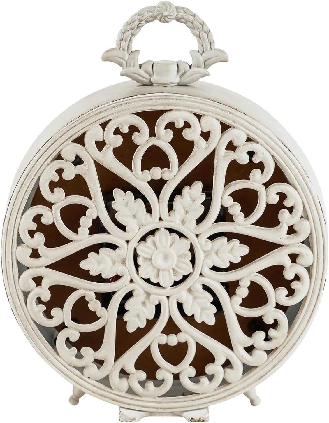 NIKKY HOME Table Clock, Vintage Desk Clock, Antique White Finish Table Clocks, Non-Ticking Battery Operated Decorative Shelf Clock for Living Room Bedroom Gift Clocks