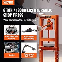 Vista 2 de VEVOR, prensa hidráulica de taller, 6 toneladas/13000 libras, estructura en H, altura ajustable en 4 posiciones, con placas móviles