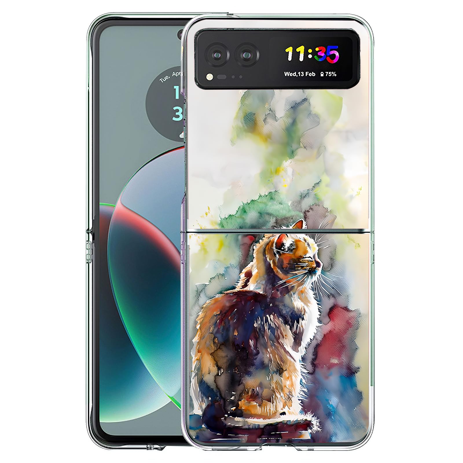 Bcov Case for Motorola Razr 2023, Cute Cat Painting Anti-Scratch Solid Hard case Protective Shookproof Phone Cover for Motorola Razr 2023