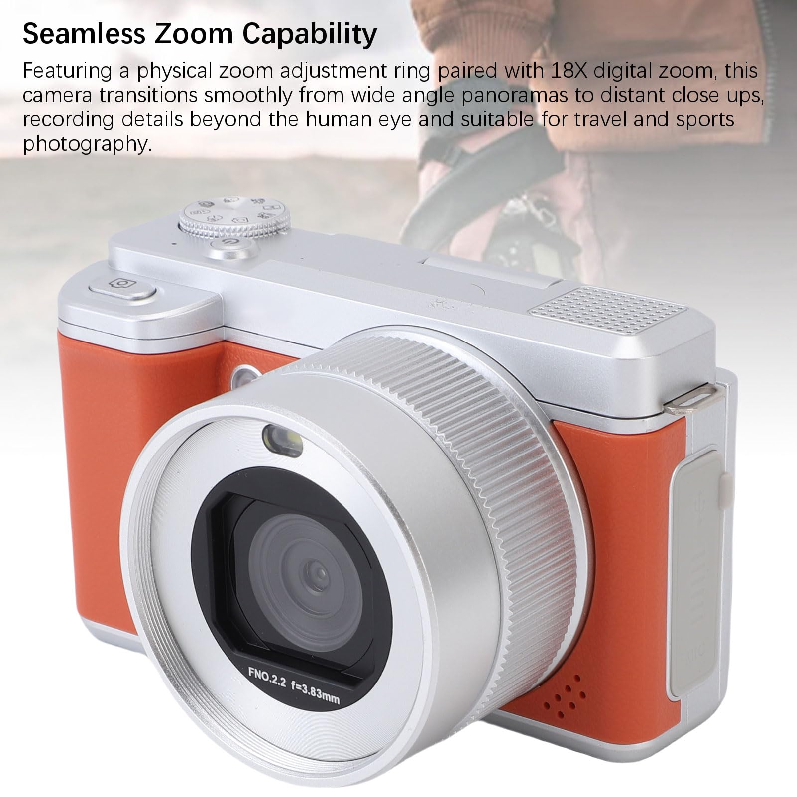 Sxhlseller Fotocamere Digitali 5k per Fotografia, Fotocamera Digitale a Doppia Lente HD da 80 MP con Schermo a Flip, 8x Zoom Autofocus Wifi Video Vlogging Camara per Viaggi di Youtube (BROWN)