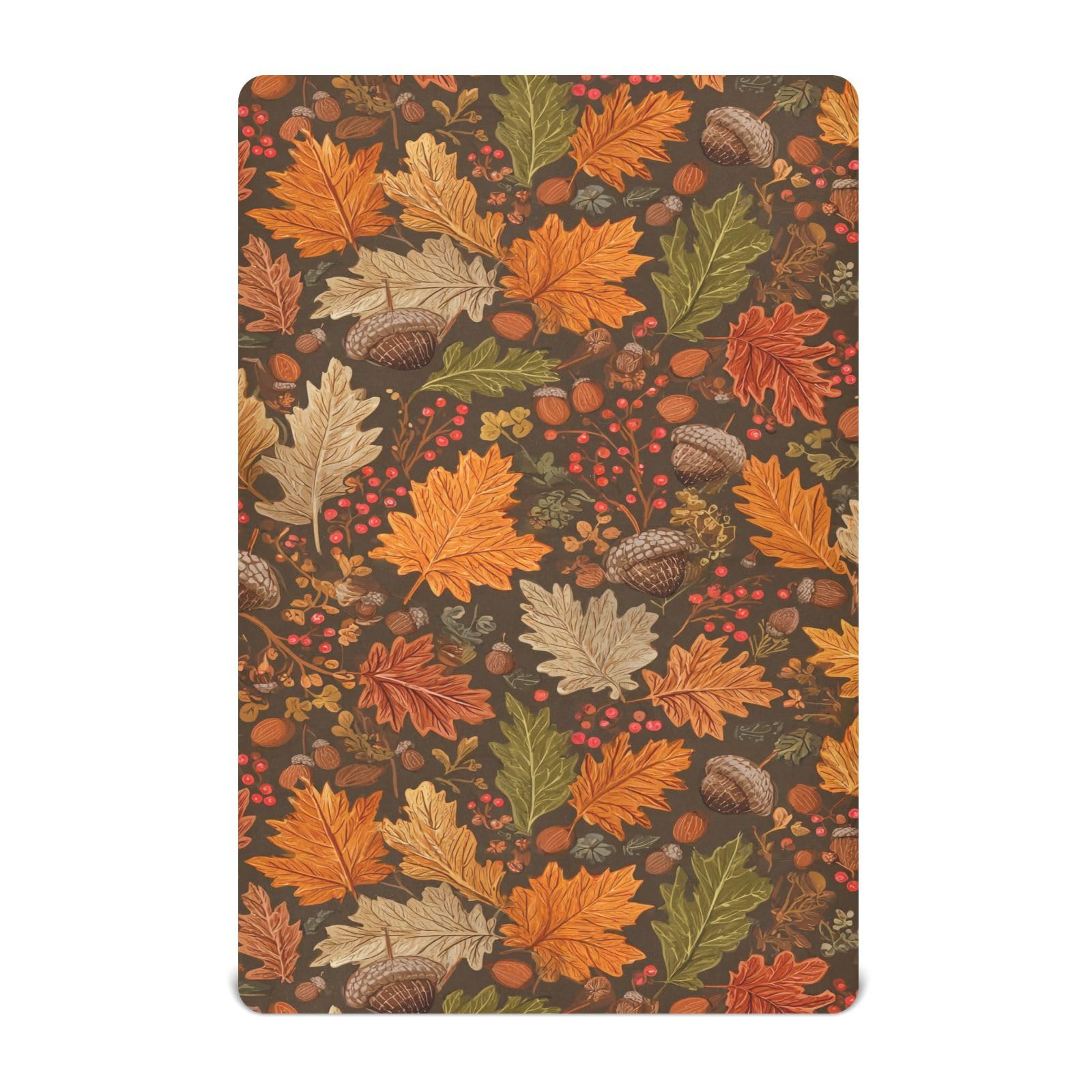 Crib Sheet Breathable Soft Crib Mattress Sheet for Baby Toddler Boys Girls Fitted Crib Sheet Fit Standard Crib Mattress 52 x 28 Inch Brown Maple Leaves Acorns Berries Branches