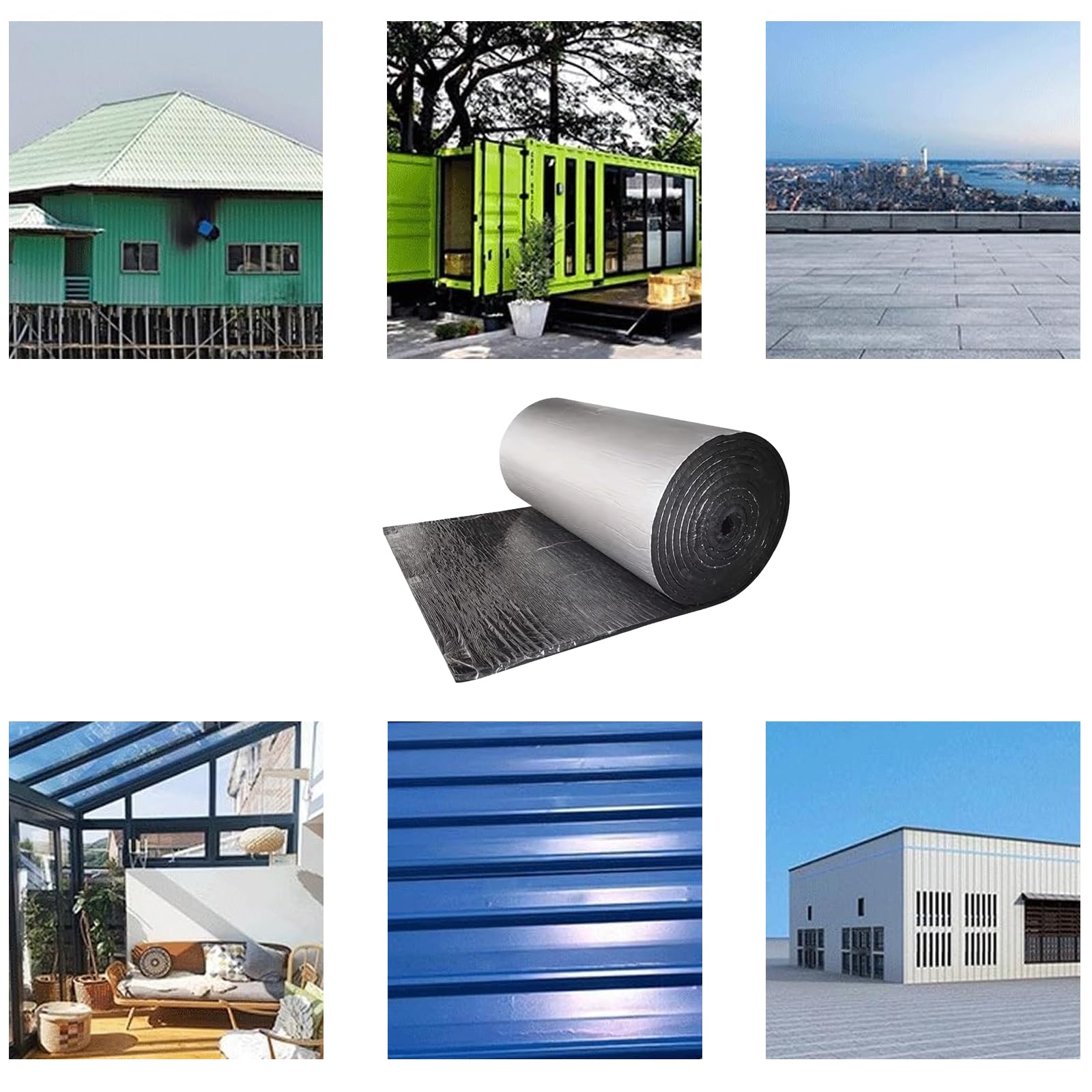 Rollo de aislamiento térmico reflectante, espuma de aluminio autoadhesiva de 5 mm para suelos, techos, puertas de garaje, autocaravanas
