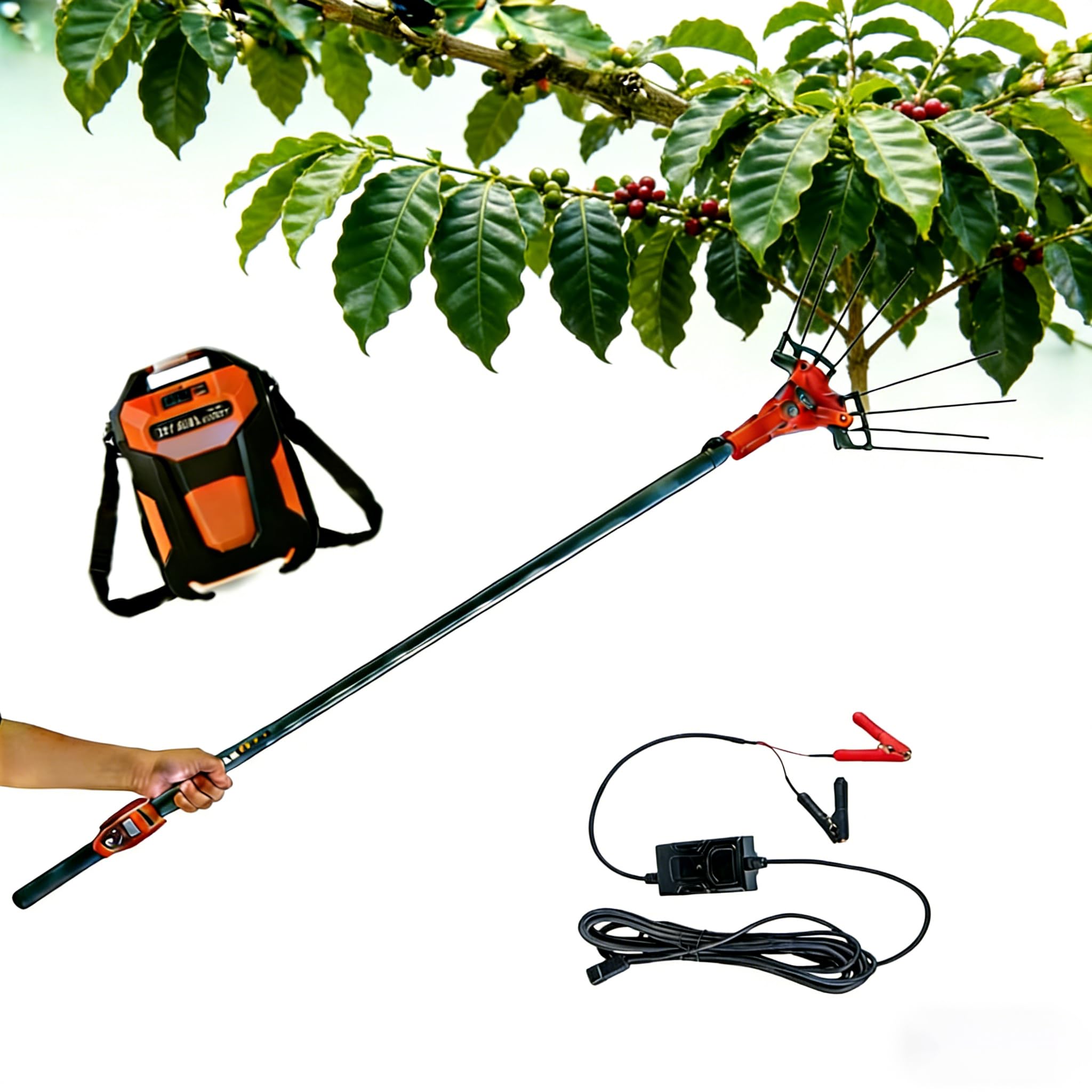 Perche à Fruits, cueille-Fruits, écran LED, Permet de cueillir des Fruits Jusqu;à 6 mètres de Hauteur, Perche télescopique en Fibre de Carbone, Convient aux poires, Oranges, Olives, etc.