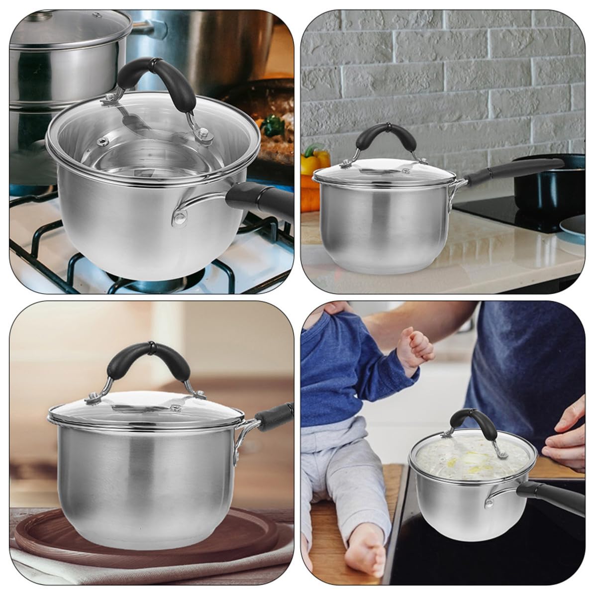 Kichvoe Pentola per Noodles in Acciaio Inox Ispessito, Argento