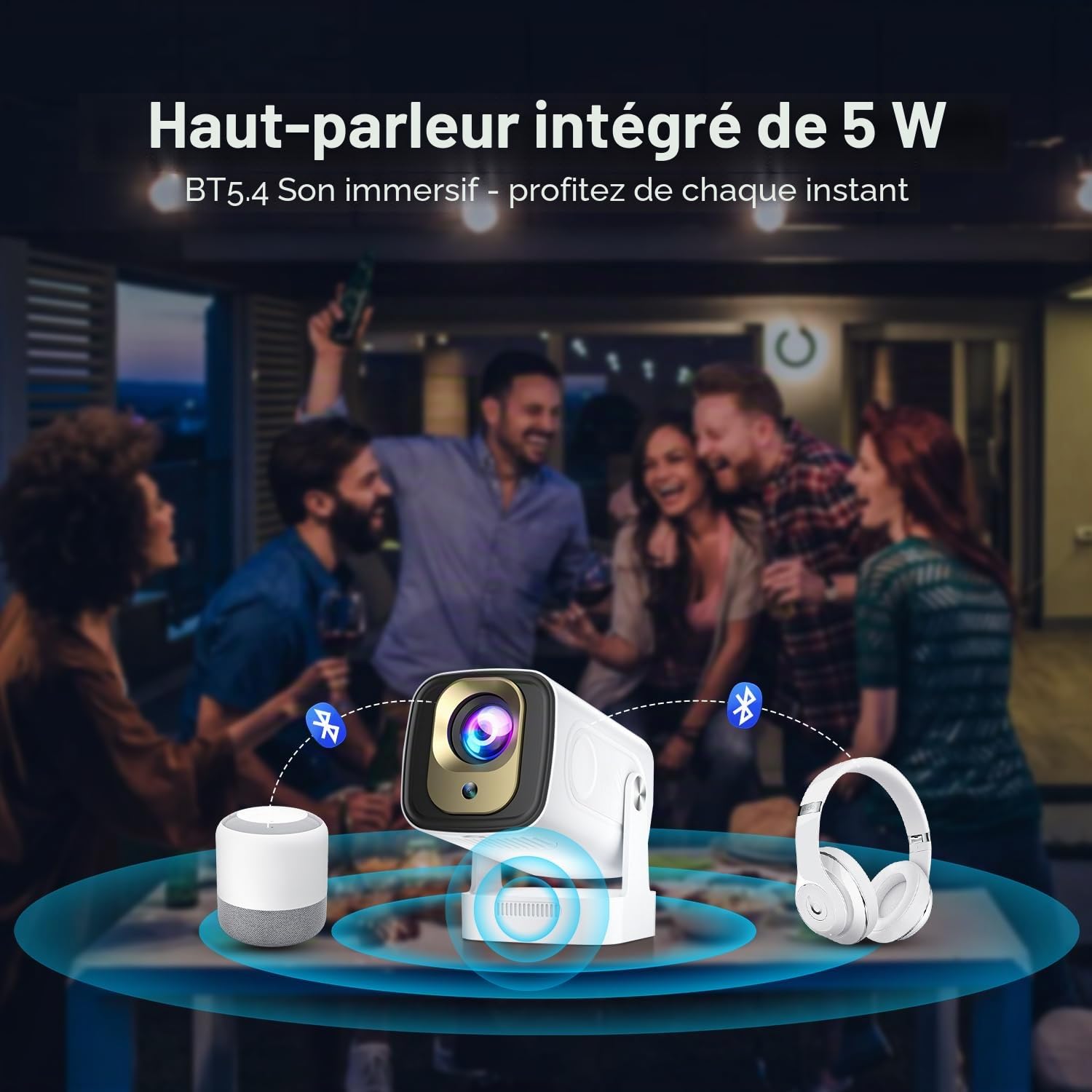 Salange Mini Vidéoprojecteur 8K 1080P Autofocus WiFi 6 Bluetooth 5.4 Auto Keystone 4K Android 14