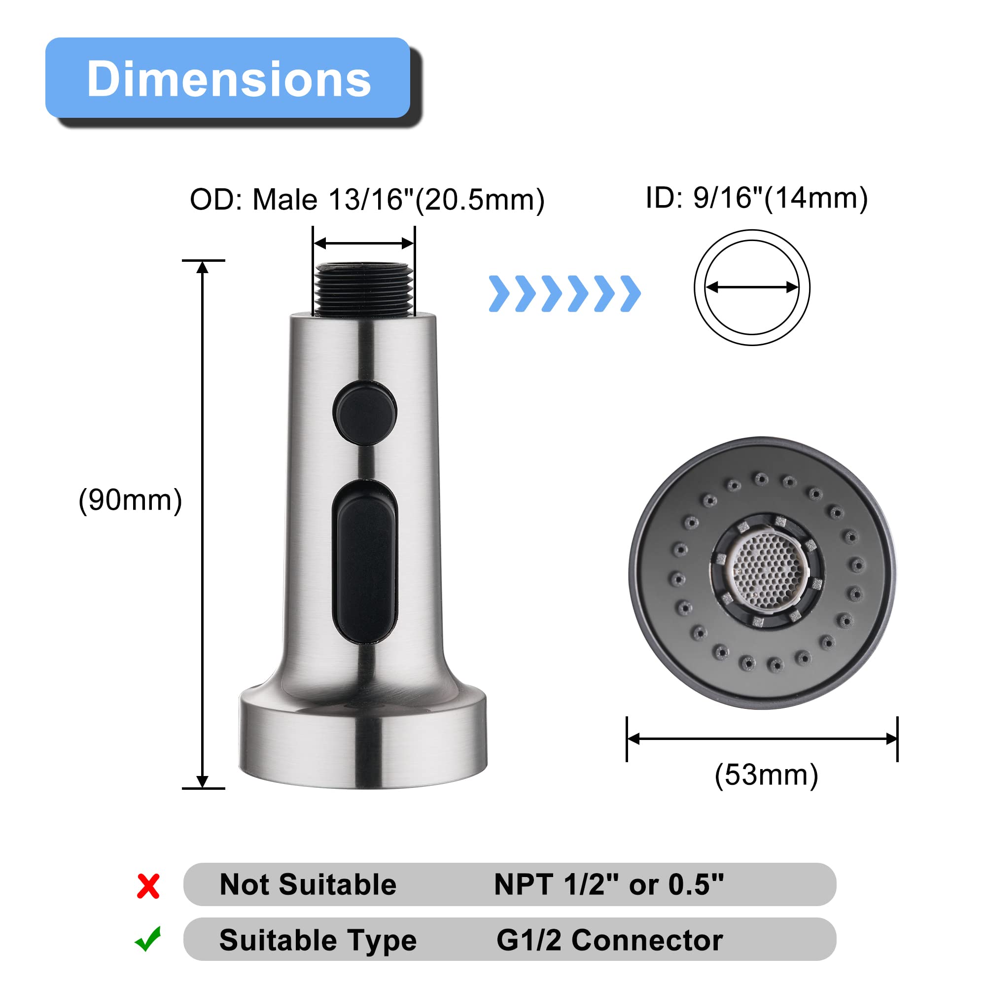 ROOBZE Douchette Robinet Cuisine 2 Pièces Rallonge Robinet Cuisine