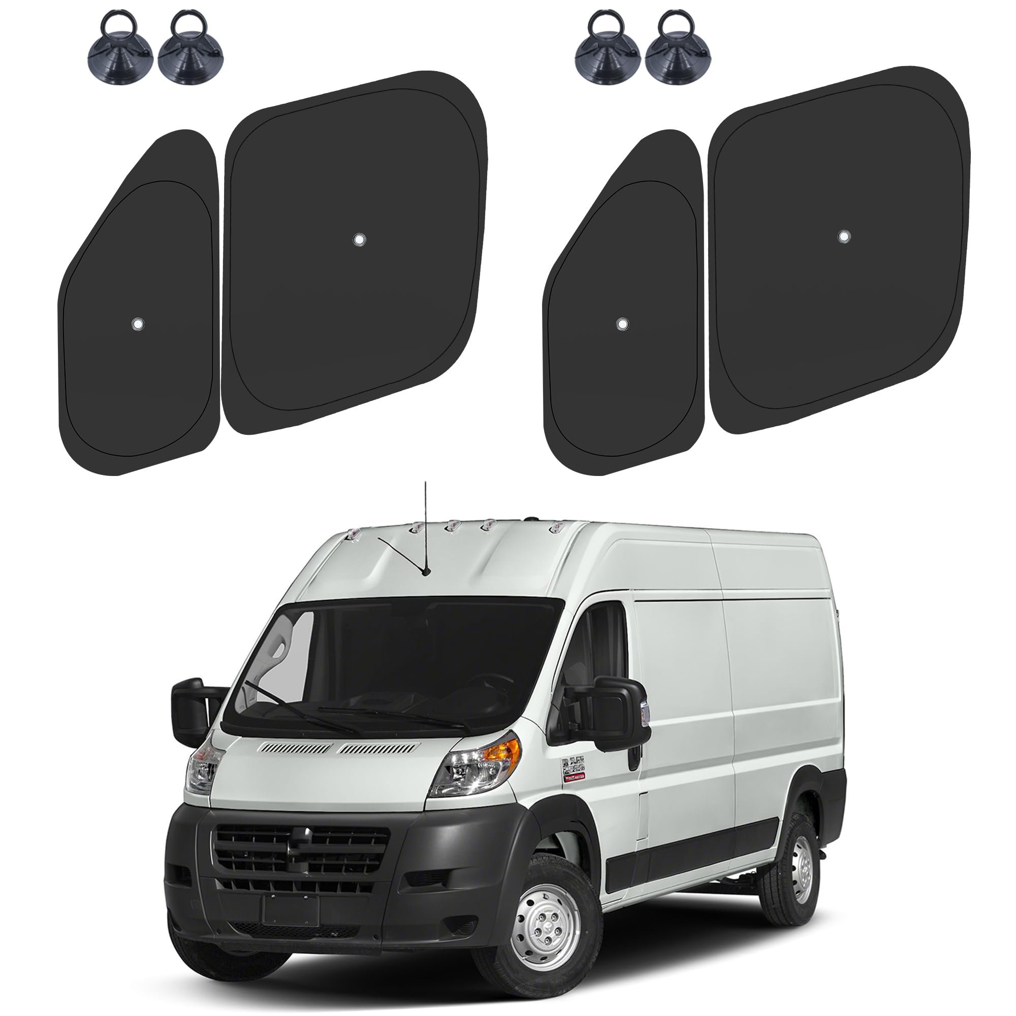Photo 1 of ULROLIT Front Side Window Sun Shade for 2014-2025 Dodge RAM ProMaster Full Size Cargo Van, Foldable Window Sunshade Sun Visor Protector, Side Window Shades Sun Shield Blocks UV Rays Heat, Pack of 4