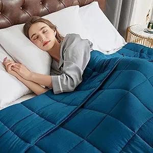 CYMULA Weighted Blanket for Adults (20lbs 60"x80" Queen Size) - Cooling Breathable Heavy Blankets for Summer Winter - Ultra Microfiber Soft Comfort Throw with Glass Beads - Gifts for Men/Women