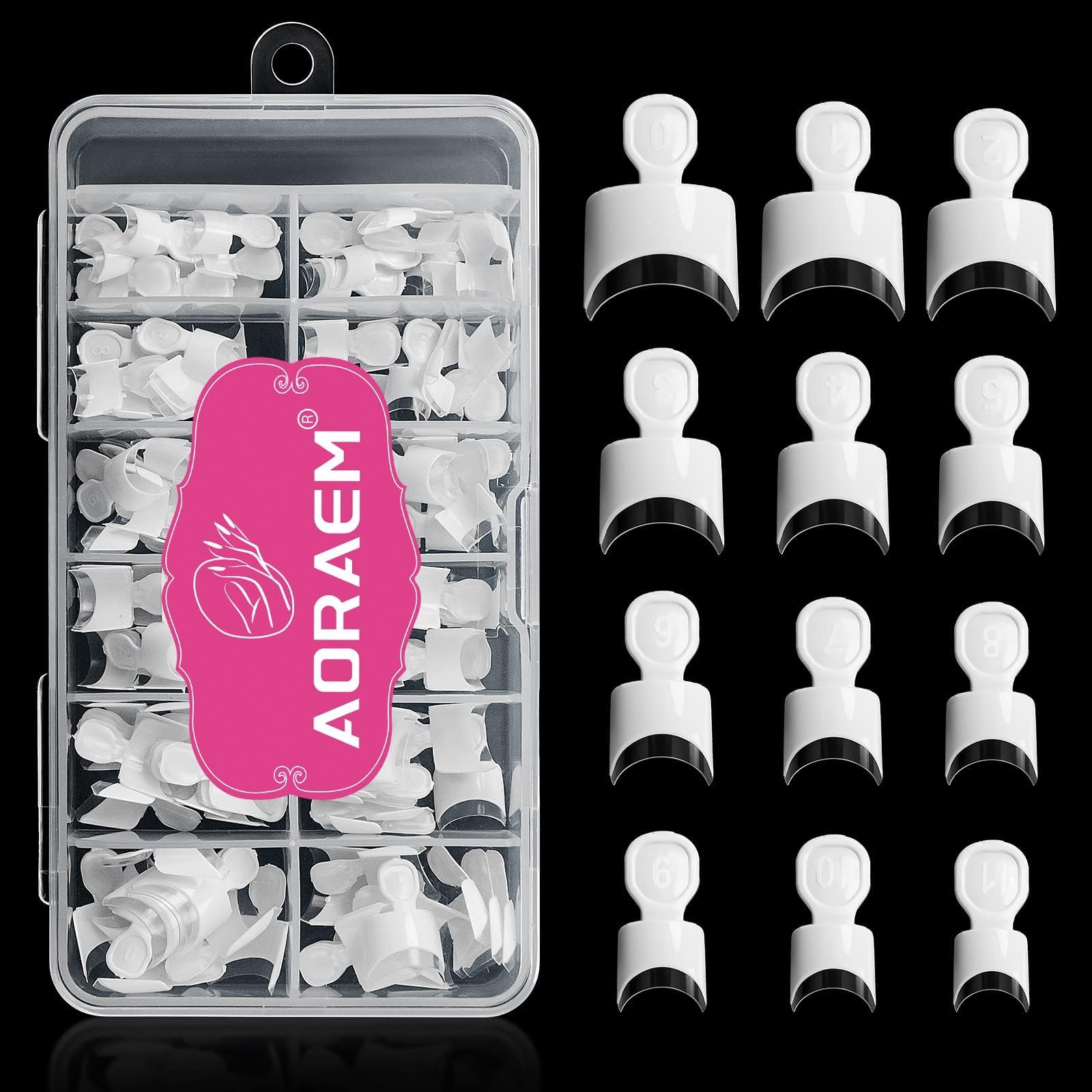 White French Nail Tips 120 PCS Short French Style Acrylic Nail Tip 12 Sizes False Nails Clear and White Press on Nails for Women