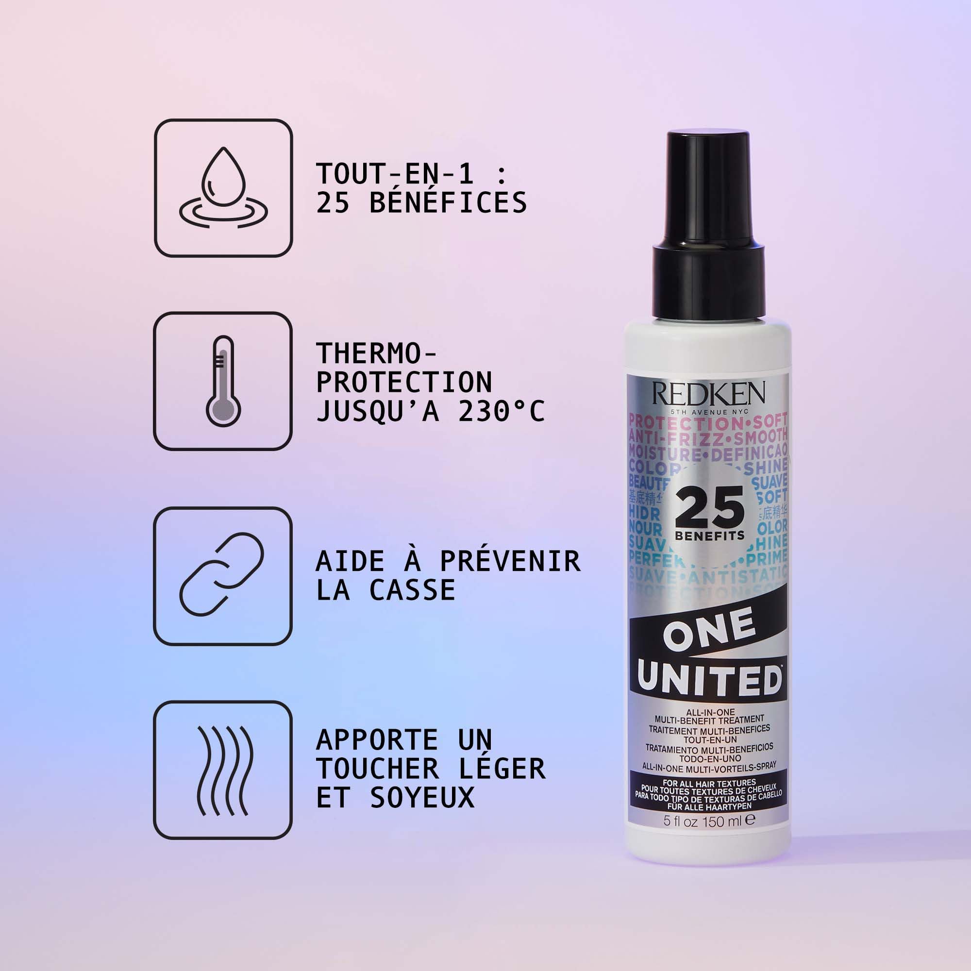 Redken Acidic Bonding Concentrate x One United | Pour Cheveux Abîmés | Soin Bonding enrichi en Acide Citrique | Shampoing + Après-Shampoing + Soin Multi-bénéfices Sans Rinçage