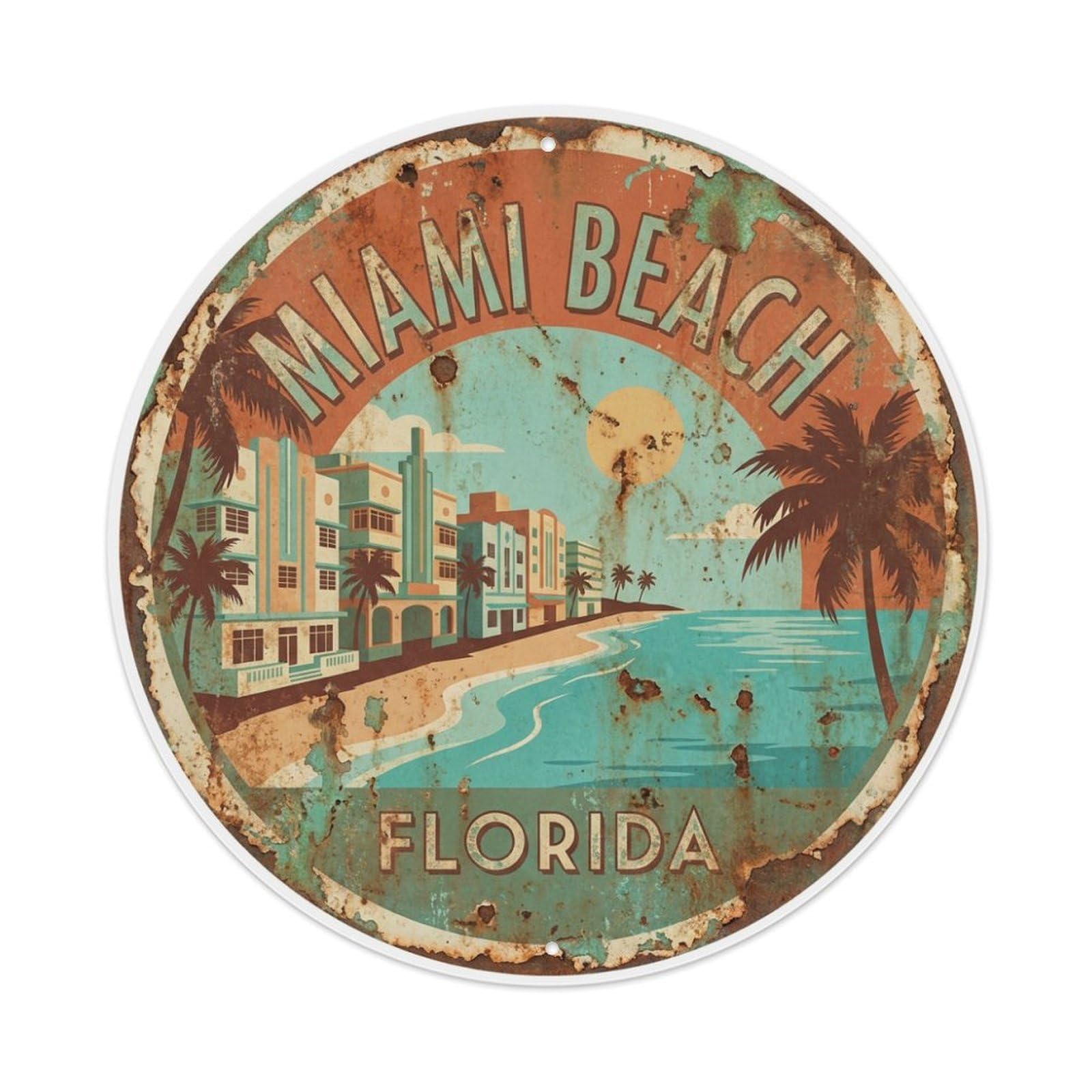 Tgrcjimh Style Metal Tin Sign Usa Vintage Travel Miami
