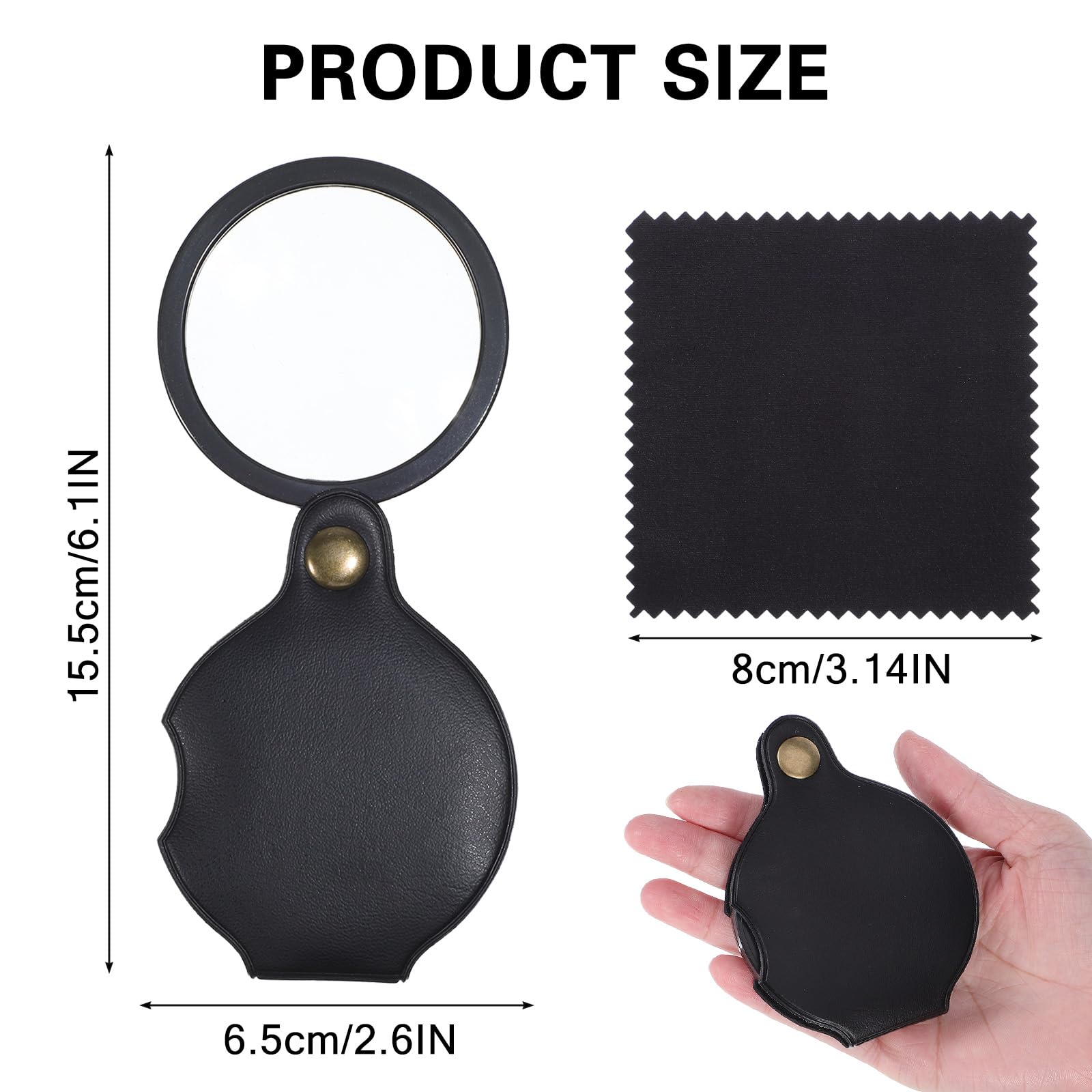 3 szt. 10 x małe szkło powiększające, kieszonkowa lupa kieszonkowa z obrotowym etui ochronnym o 360°, do czytania, pracy, naprawy hobby lub monet, 3 szt