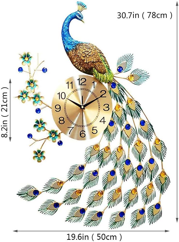 Amazon Co Jp 孔雀壁時計大きなリビングルームの壁の装飾 30 7in 19 6in 78cm 50cm ホーム キッチン Amazon Co Jp 孔雀壁時計大きなリビングルームの壁の装飾 30 7in 19 6in 78cm 50cm ホーム キッチン