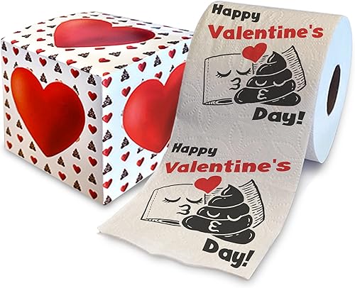 Printed TP Regalo de broma de papel higiénico impreso de Feliz San Valentín, divertido rollo de papel higiénico para San Valentín, decoración de