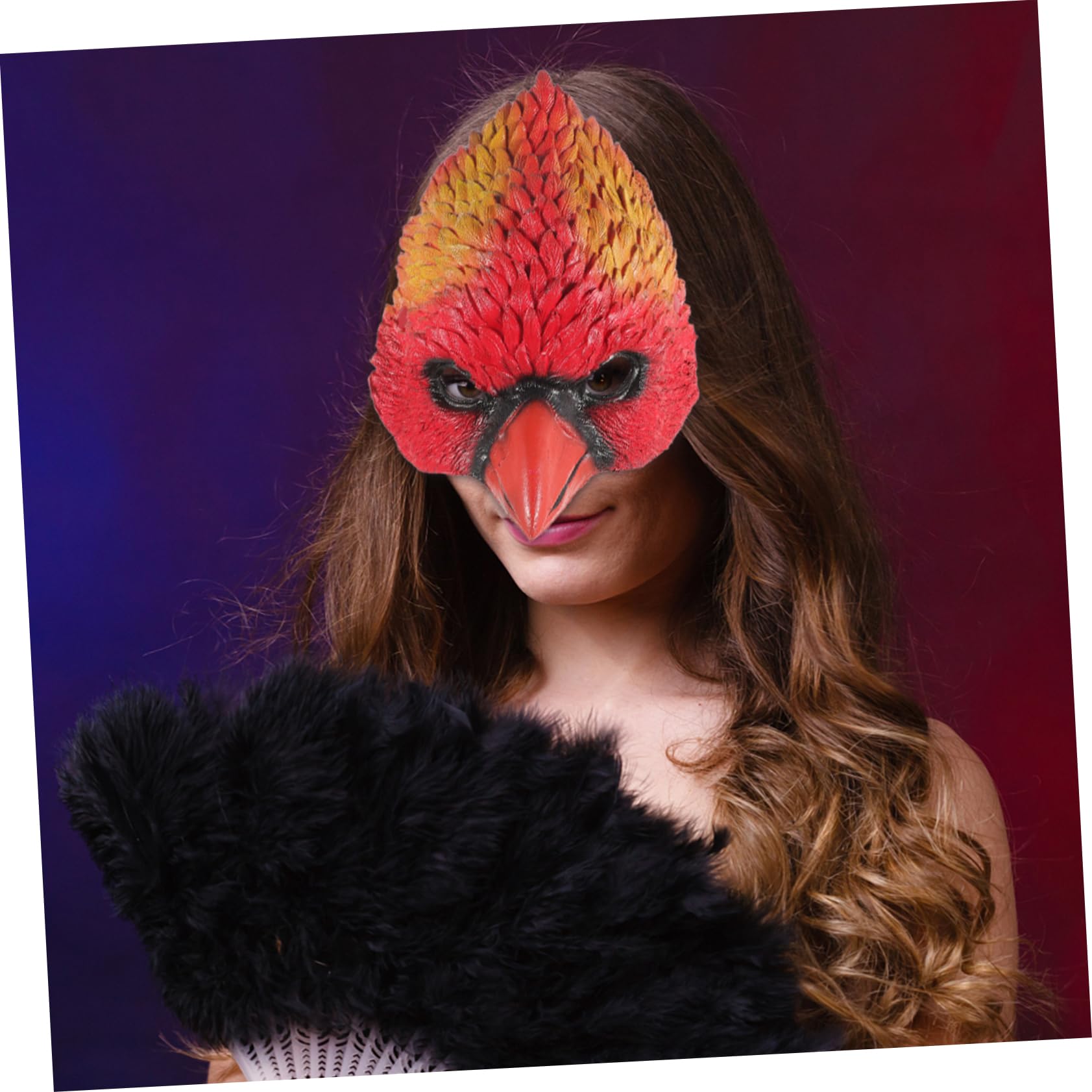HANABASS 1pc Red Bird Carnival Mask Creative Animal Head Mask for Halloween Role-play Masquerade Parties Lightweight Breathable Design Accessory for Festivals