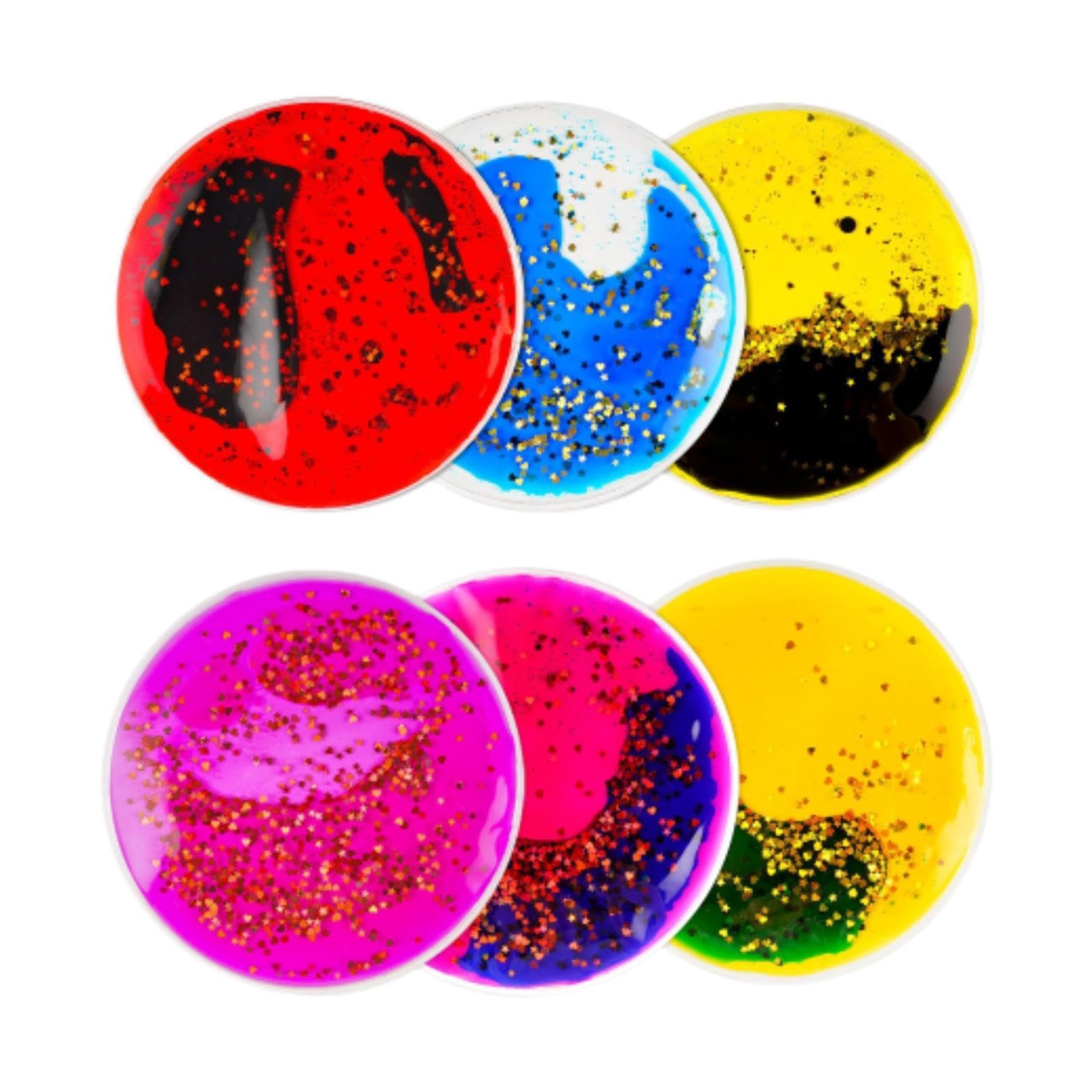 6 Stück Sensory Gel Liquid Spielzeug für Kinder Und Jugendliche mit Fidget Funktion Flüssigkeitsbewegung Wasseraktivitätspad Sensorische Entwi, Kreis