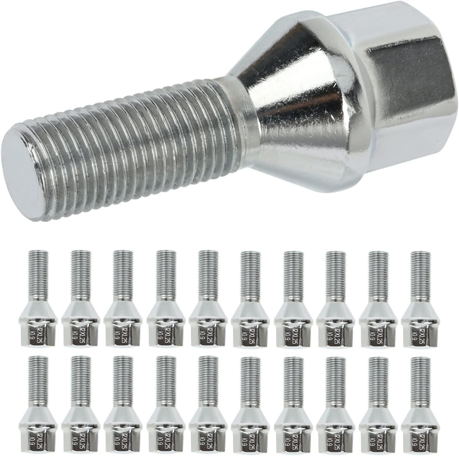 SCITOO 20Pcs Silver Wheel Bolt M12x1.25 Shank Length 28 mm Compatible for Jeep for Compass for Jeep for Renegade for Fiat for Jeep for Cherokee