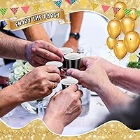 Vista 4 de Roshtia Paquete de 100 vasos de plástico de 2 onzas, mini vasos de chupito desechables de 2 onzas para fiesta de Pascua, boda, servicio de sabor