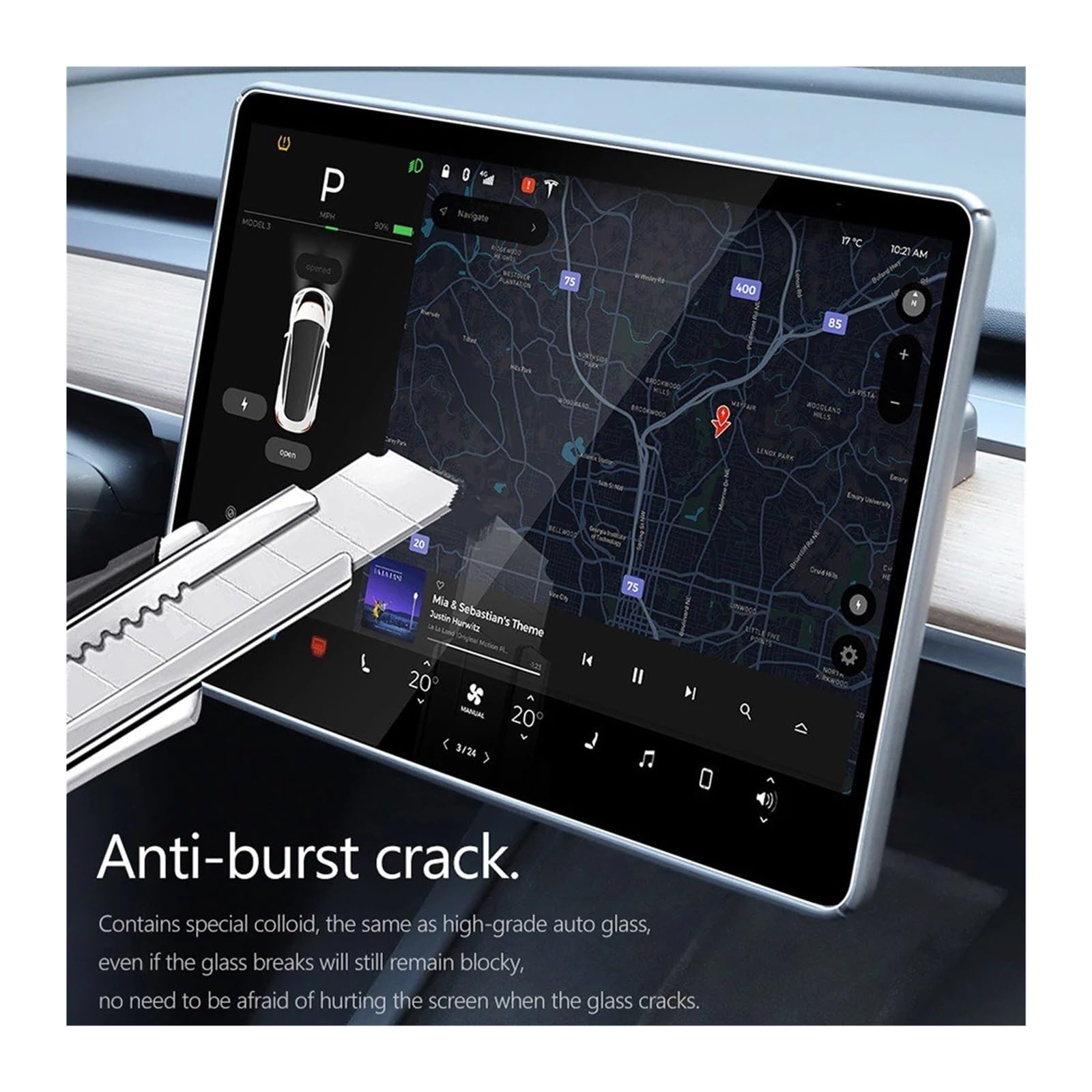 per Tesla per Modello per 3 Y 2021-2023 Protezione Centro Controllo Accessorio Pellicola Protettiva Opaca antiriflesso HD Protezione Anti Luce Blu