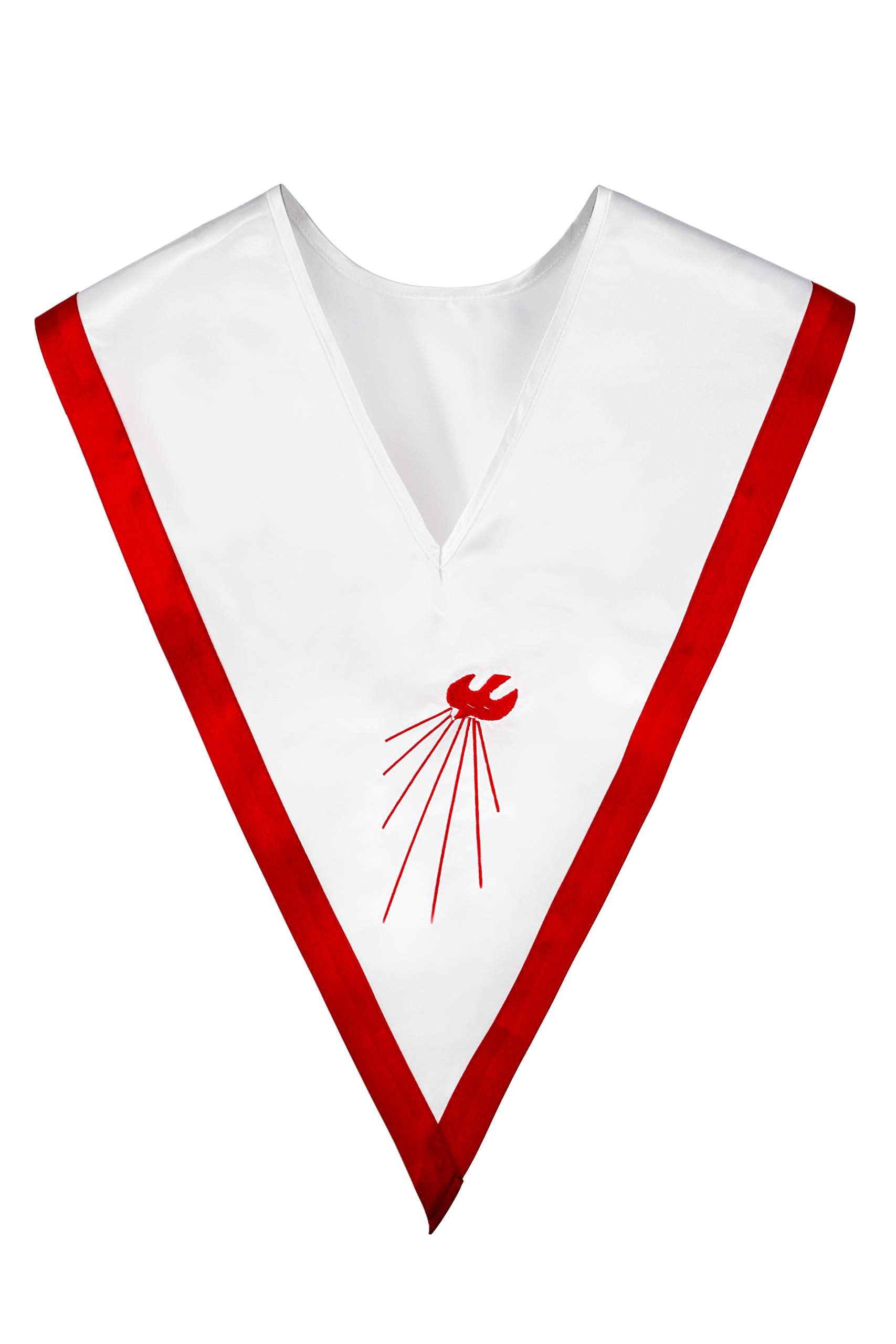 IvyRobes - Estolas de confirmación en forma de V con diseño de paloma descendente bordada, color blanco con ribete rojo