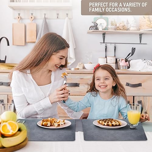 Miniatura 6 de UnivoColors - Juego de 4 manteles individuales de piel sintética con patrón de piel de vaca lavada, resistentes al calor, impermeables, lavables