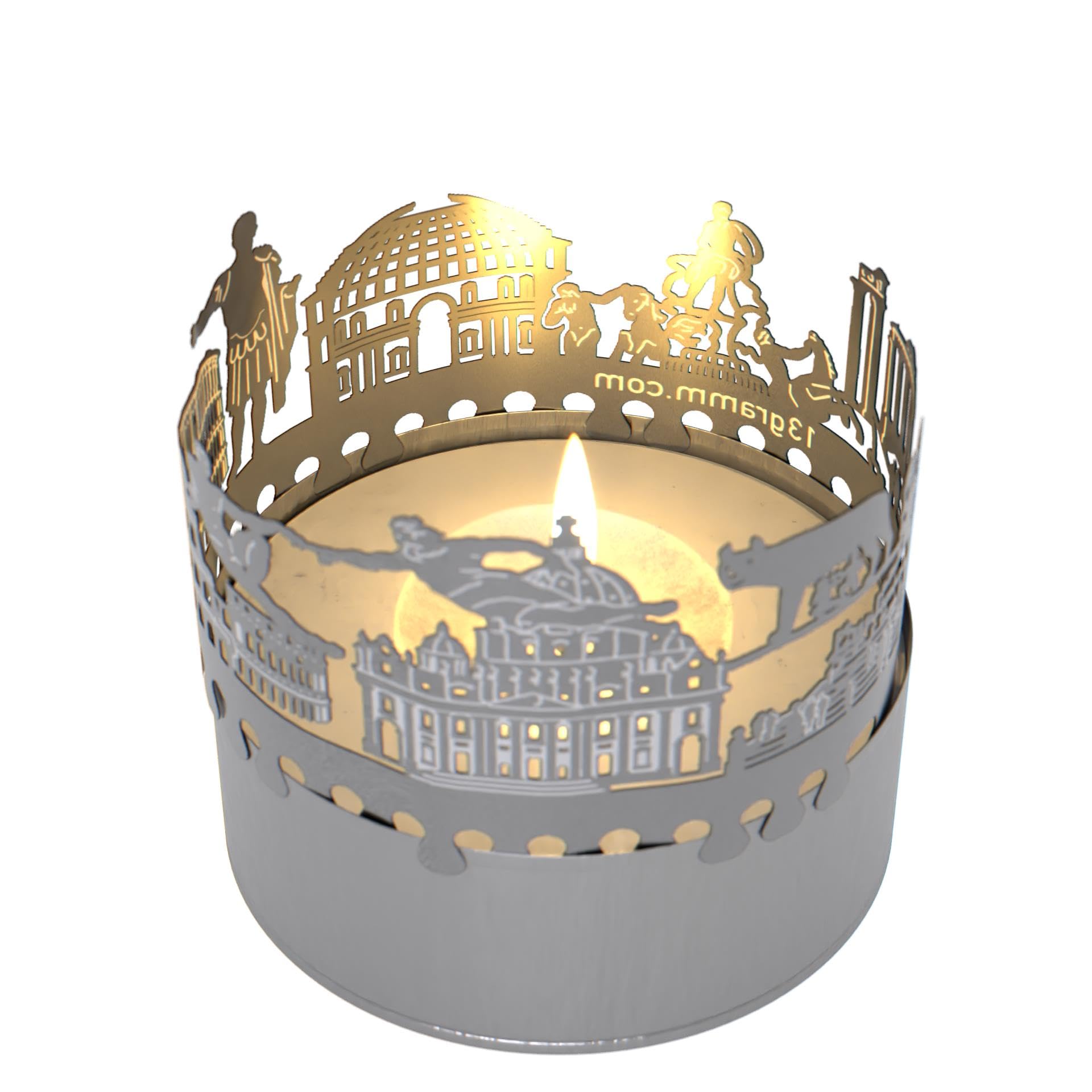 13Gramm Silver Rome Skyline Shadow Play Candle Attachment - Creates Beautiful Silhouette Of Rome - Perfect Souvenir