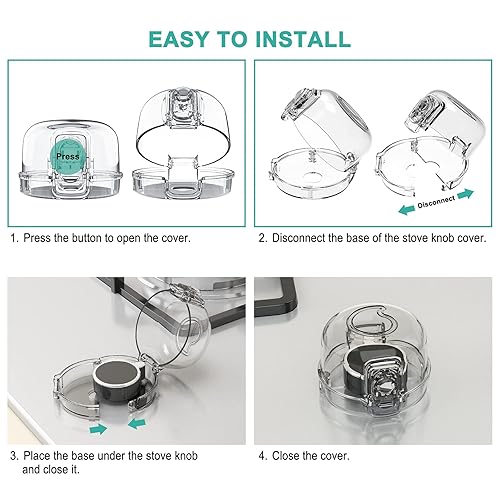 Miniatura 8 de Fundas de perilla de estufa para seguridad infantil paquete de 5  1 unidad con diseño de doble tecla y tamaño universal mejorado cubiertas de