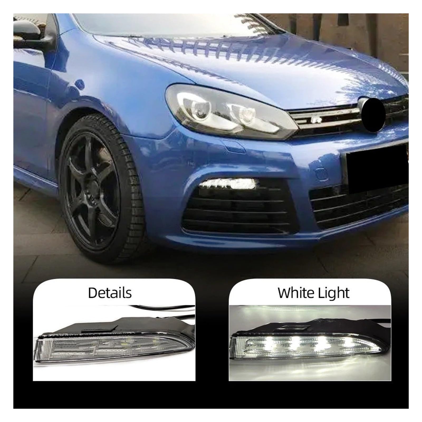 Do VW Golf 6 Mk6 R20 2009 2010 2011 2012 2013 lampa przedniego zderzaka światła do jazdy dziennej, reflektor przeciwmgielny reflektor samochodowy