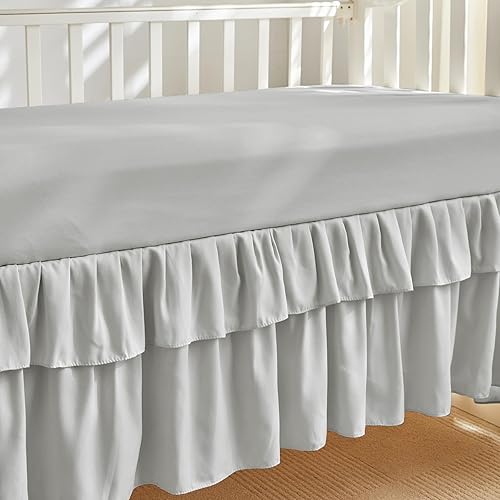 Miniatura 5 de Juego de ropa de cama de cuna con volantes copetudos, 3 piezas, edredón acolchado bohemio con sábana bajera y falda de cama, ropa de cama de bebé