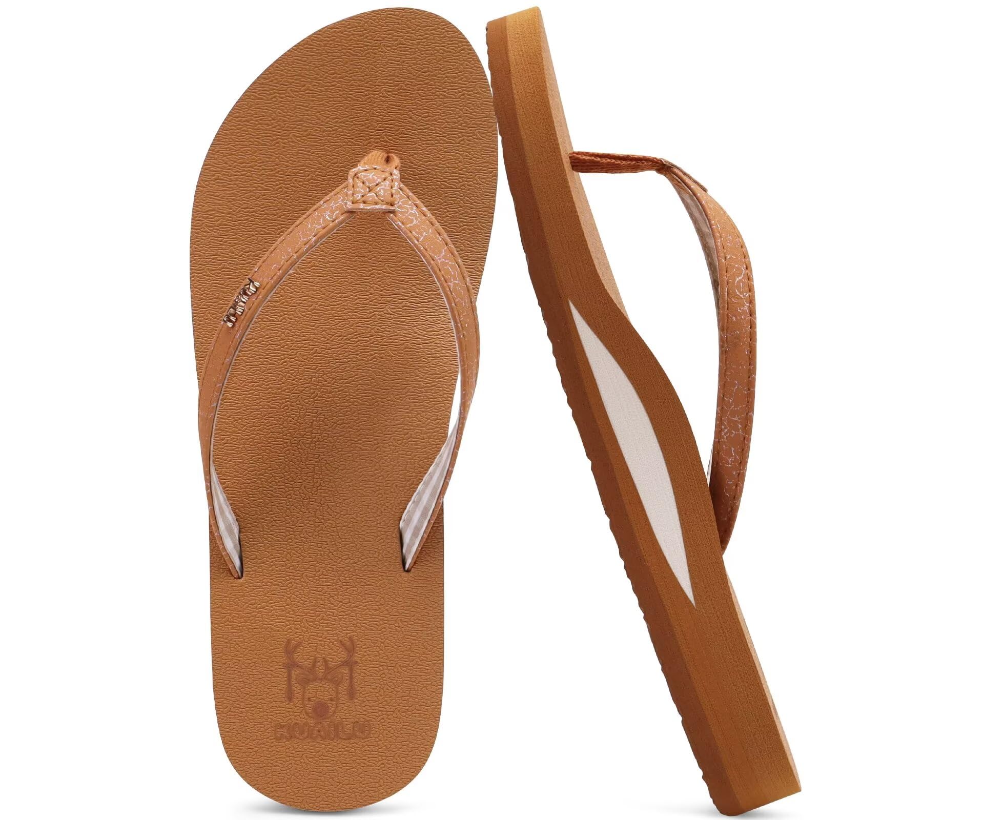 KuaiLu Womens Arch Support Flip Flops Comfortable Yoga Mat Slip on Summer Beach Walking Thong Cushion Sandals