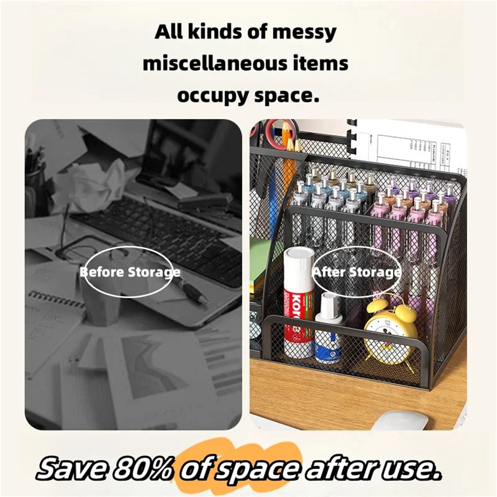 Organizer Scrivania Metal Pen Holder Creative Simple Stationery Storage Box Desktop Decoration Office Supplies(WHITE)