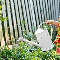 Vista 5 de KLKCMS Regadera con cabezal desmontable de 1.8 L, regadera pequeña y larga para jardín, flores, plantas, jardinería, color blanco