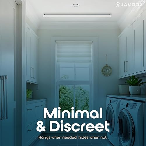 Miniatura 6 de Tendedero retráctil montado en el techo para ropa, barra de lavandería desplegable de 52.4 pulgadas, diseño de ahorro de espacio para apartamentos y