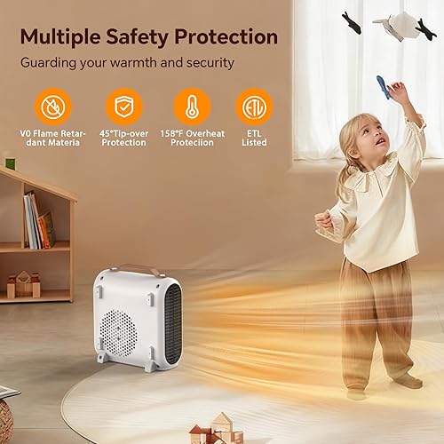 Miniatura 6 de shinic Calentadores eléctricos portátiles para uso en interiores, ventilador de calentamiento rápido de 1500 W750 W para debajo del escritorio con