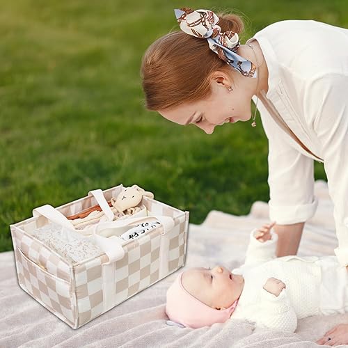 Miniatura 6 de Organizador de pañales para bebé, elegante cesta de almacenamiento para artículos esenciales para recién nacidos y estación de pañales,