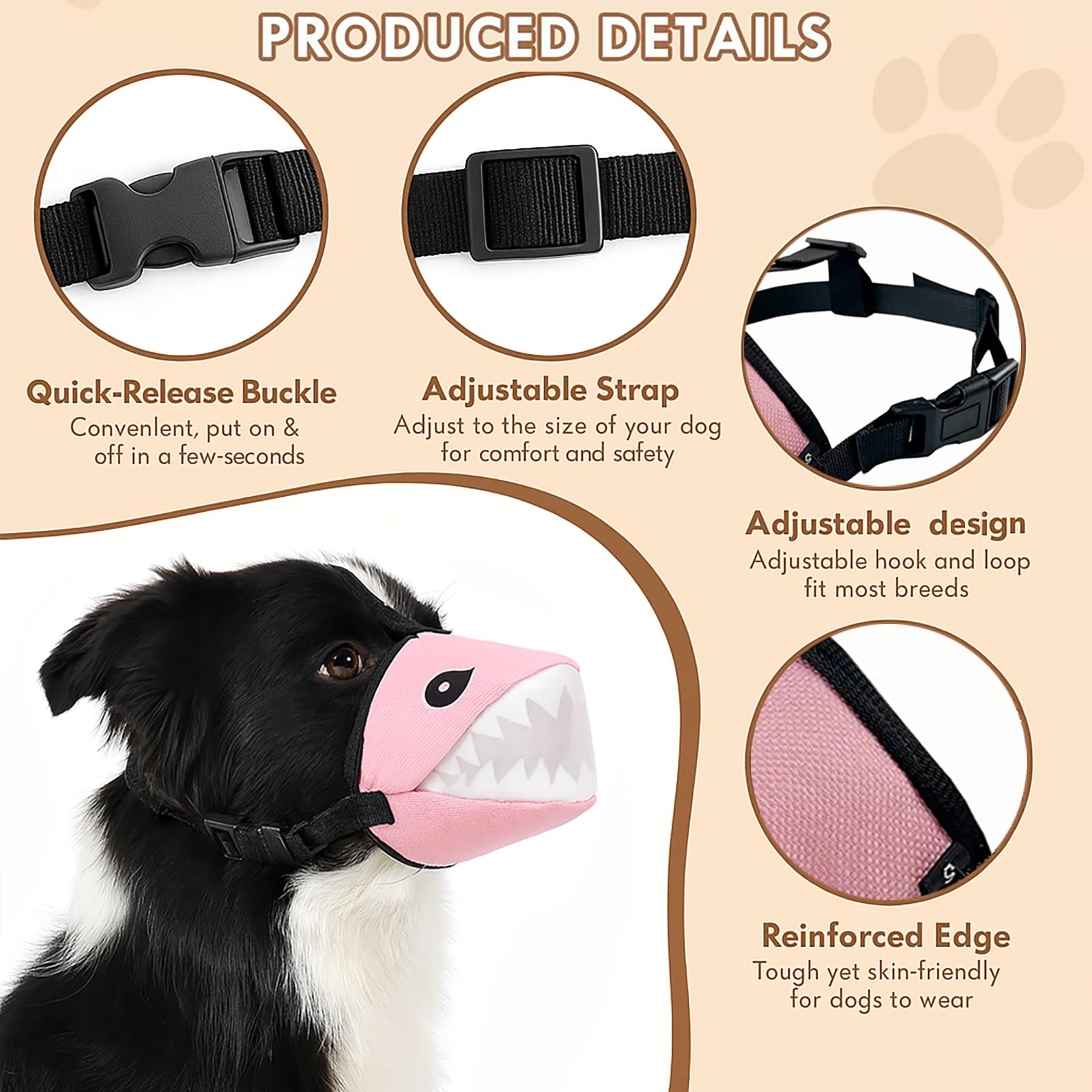 Colenumone Dog Muzzle Shark Design - Image 3