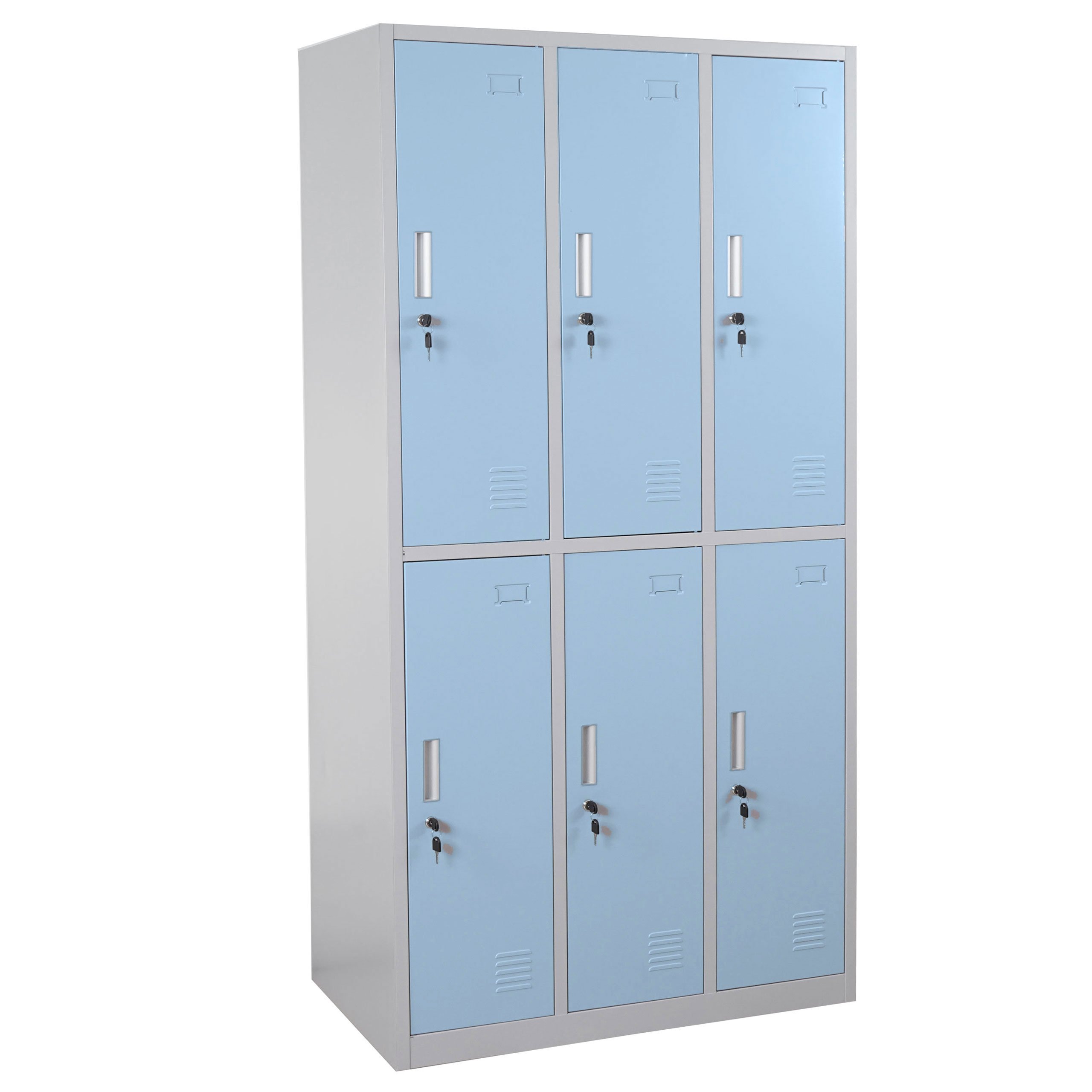 Schließfach Boston T829, Schließfachschrank Wertfachschrank Spind, Metall 6 Fächer - blau