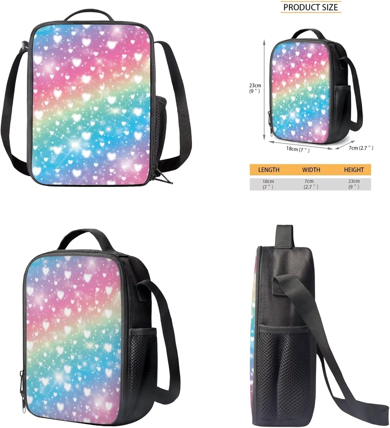 Flashideas Colorful Print 3 Piece School Backpack Set with Lunch Box Pencil Case School Backpack Portable Lunch Bag Lightweight Casual Daypacks Kids Backpack for Boys 8-12