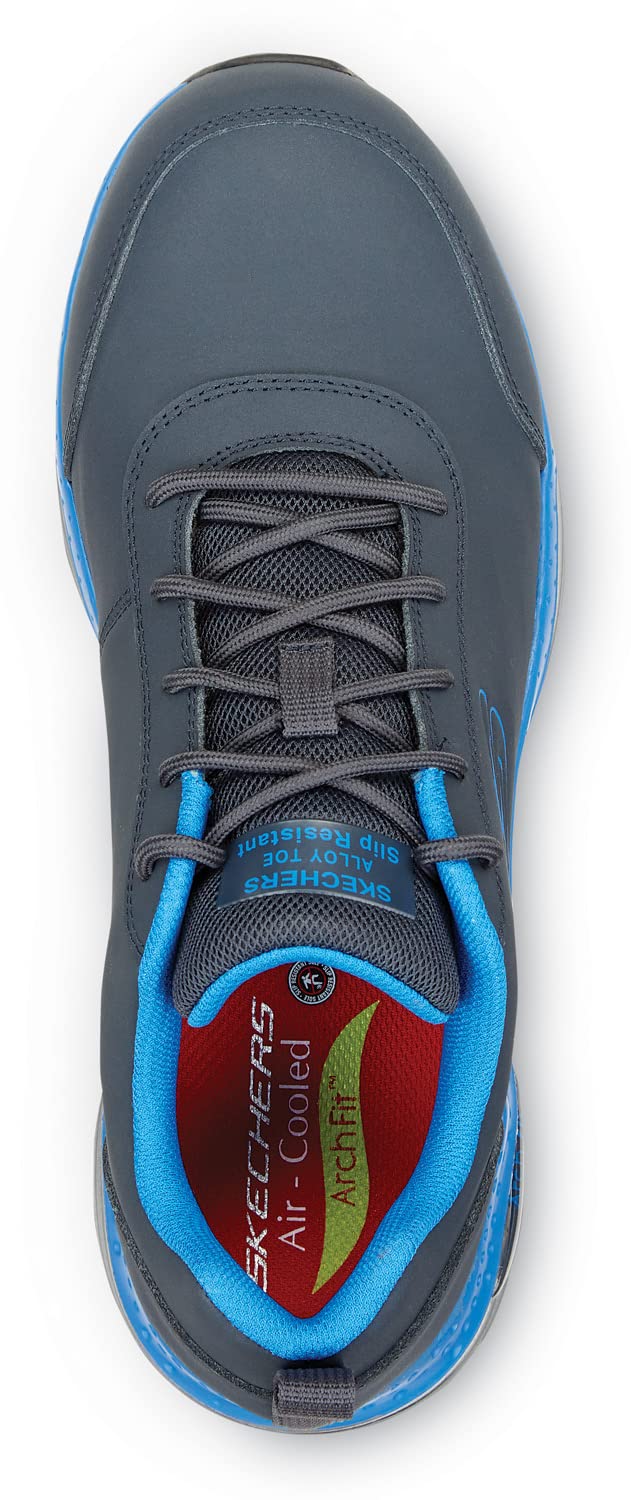 Skechers Work Arch Fit Beau, męski, sportowy styl, stopowy nosek, EH, MaxTrax antypoślizgowe, buty robocze, Granat / jasnoniebieski, 42.5 EU