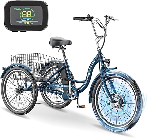 NAIZEA Triciclo eléctrico para adultos, 350 W 36 V, triciclo eléctrico de 24 pulgadas, 26 pulgadas, 3 ruedas, bicicleta eléctrica con batería