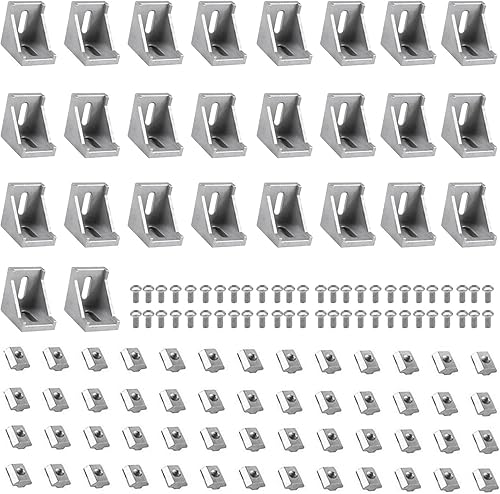 Miniatura 339 de 10 unids 2020 placa de extrusión de aluminio conector esquina L soporte 8020 V ranura hardware ranura T accesorios con tuercas en T y tornillos