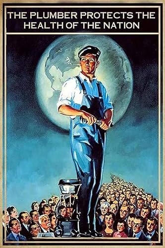 Pinturas retro de fontanero en lienzo para pared, póster con texto en inglés "The Plumber Protect The Health Of The Nation" (El fontanero protege la