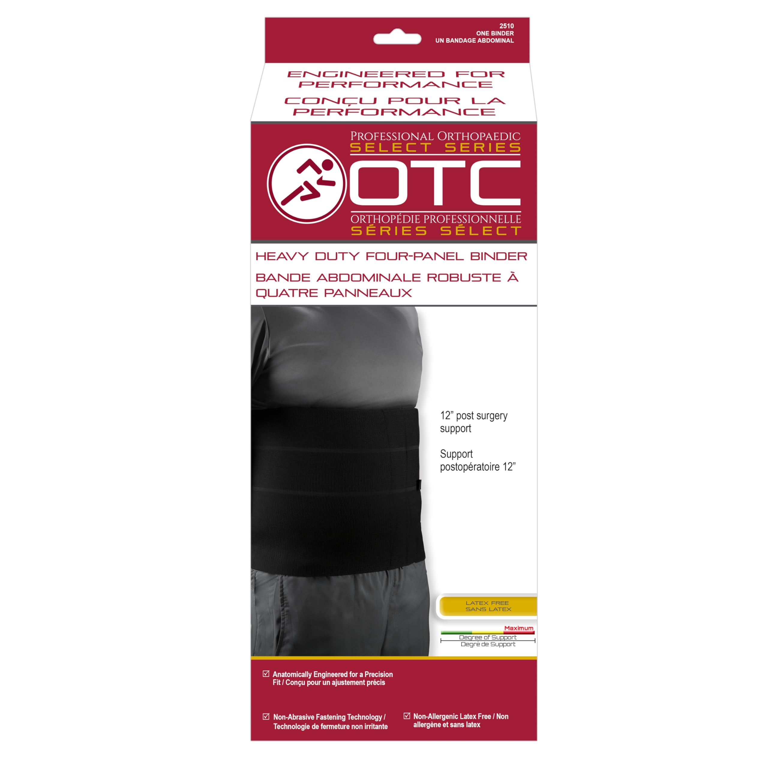 OTC Four-Panel Body Heavy Duty Select Series Abdominal Binder, Black, XX-Large