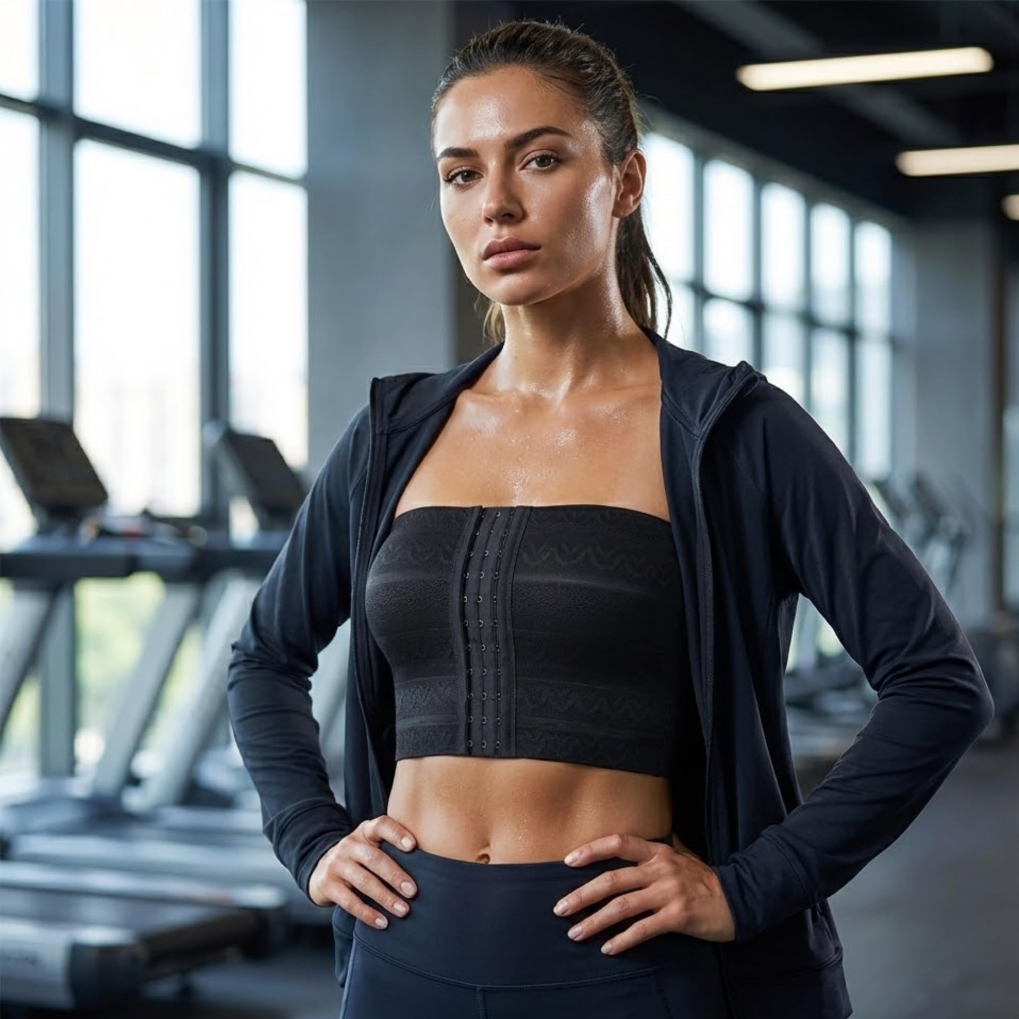 Strapless Waist Trainer for Women | Tummy Control Tube Top Shapewear Corset Belt | Chest Wrap Band with Front Hooks | Invisible Slimming Body Shaper for Gym Workout Daily Wear (Black)-image-32