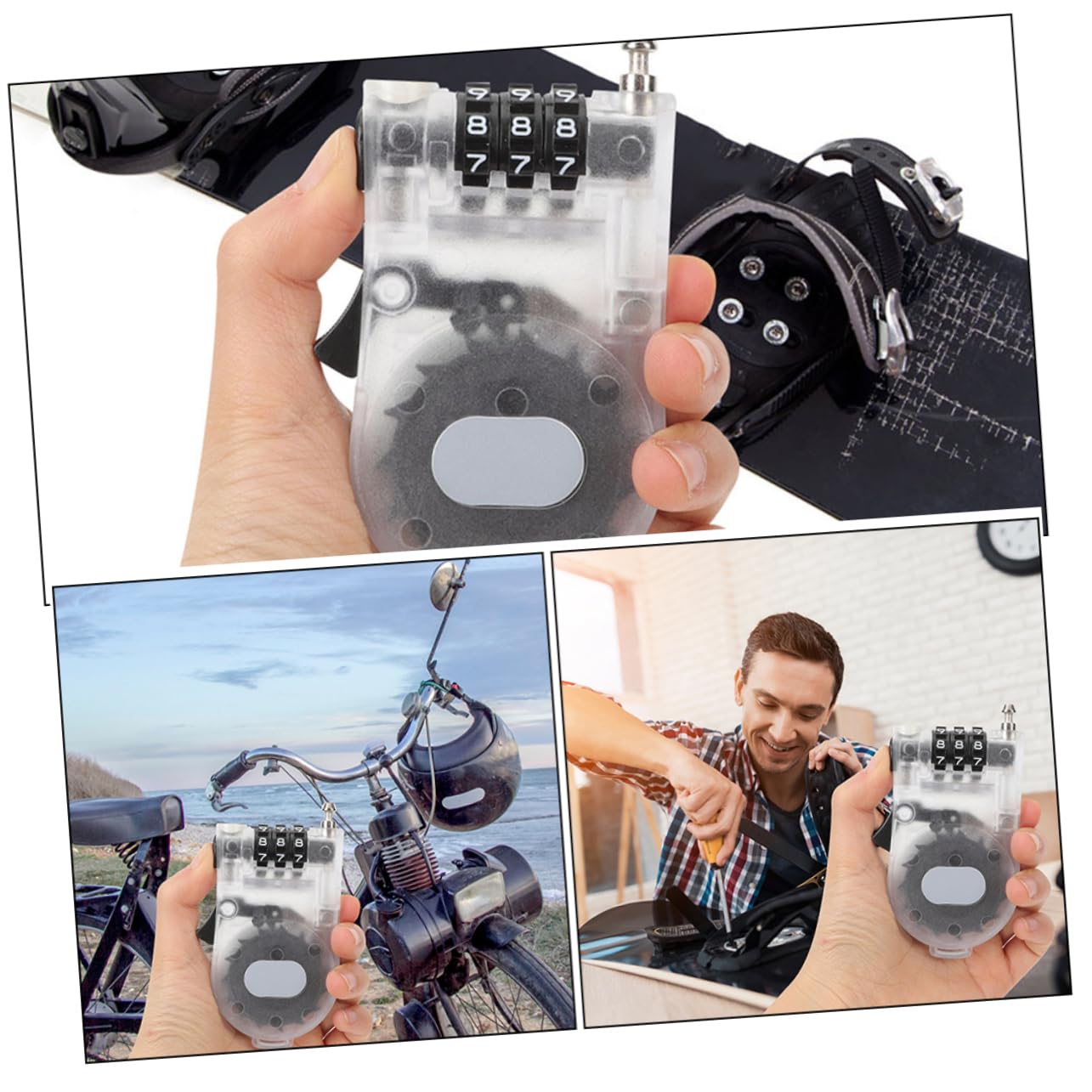 BESPORTBLE 12pezzi Serratura Antifurto Per Snowboard e Biciclette Lock Per Scooter Sicurezza Per Attrezzatura Da Sci Design Portatile e Leggero Cavo Di Sicurezza Estensibile Plastica