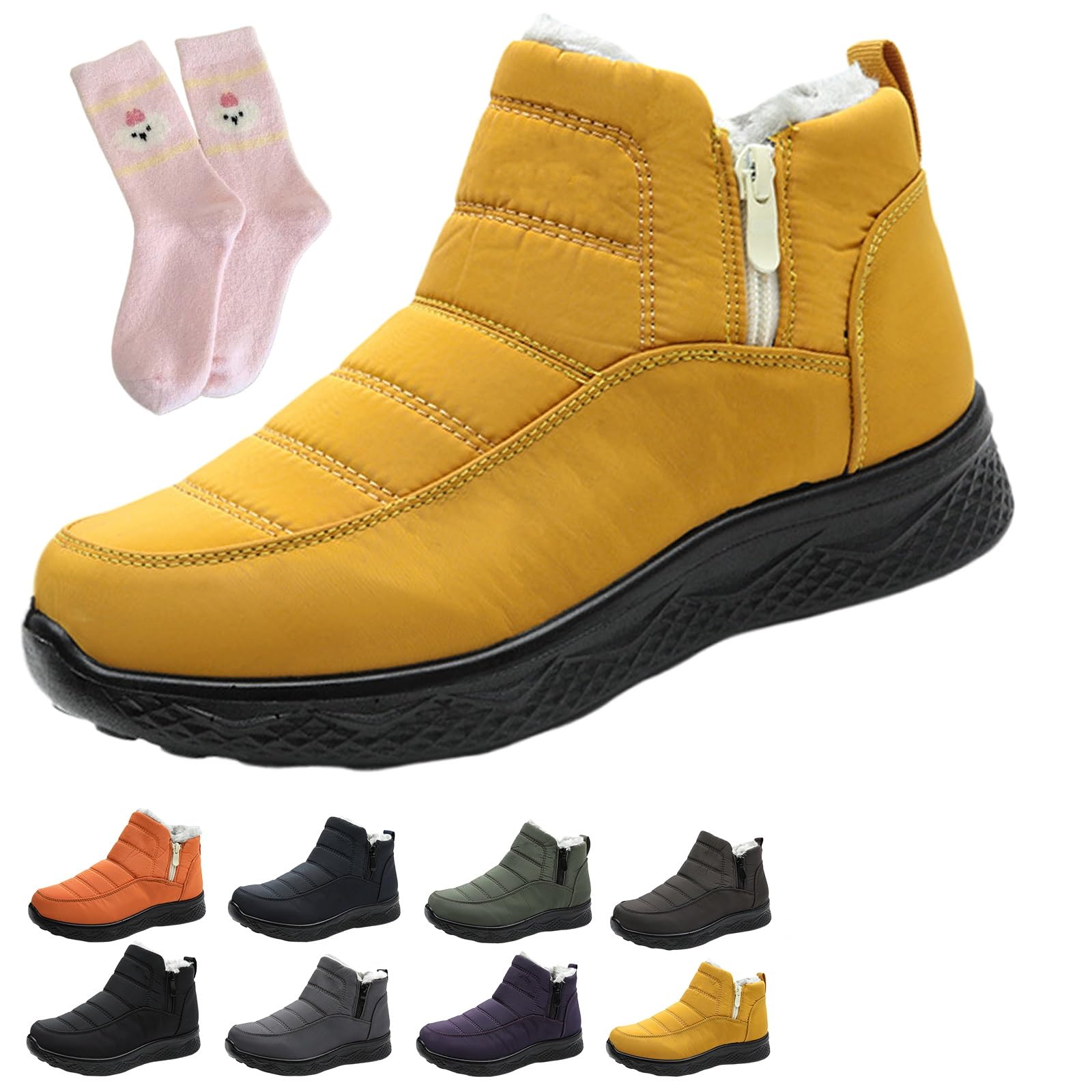 Dritnow Shoes for Women Dritnow Womens Insulated Snow Boots Waterproof and Non-Slip Fur Lined Slip On Winter Ankle